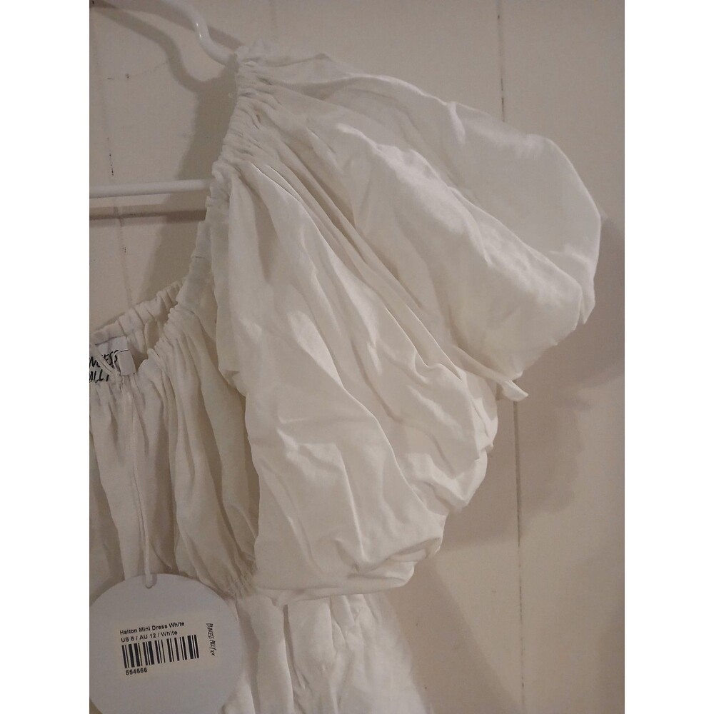 Princess Polly Halton Mini Dress White Size 8 Cottage Feminine Ruffles Puffy - Picture 5 of 8